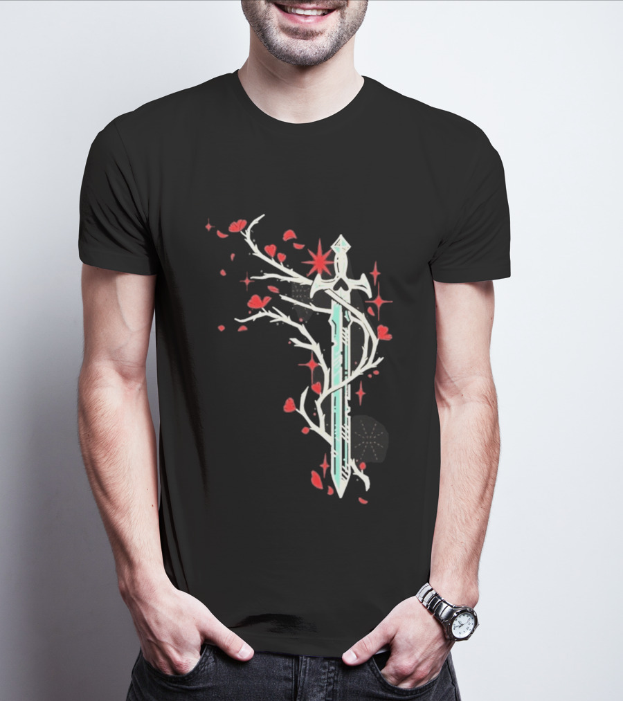 Lifesteal Sword With Red Petals Survival Gaming T-Shirt