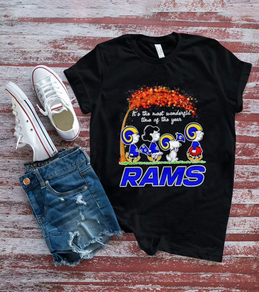 Los Angeles Rams It's The Most Wonderful Time Of Year Charlie Brown Snoopy Peanuts Football Fall T-Shirt