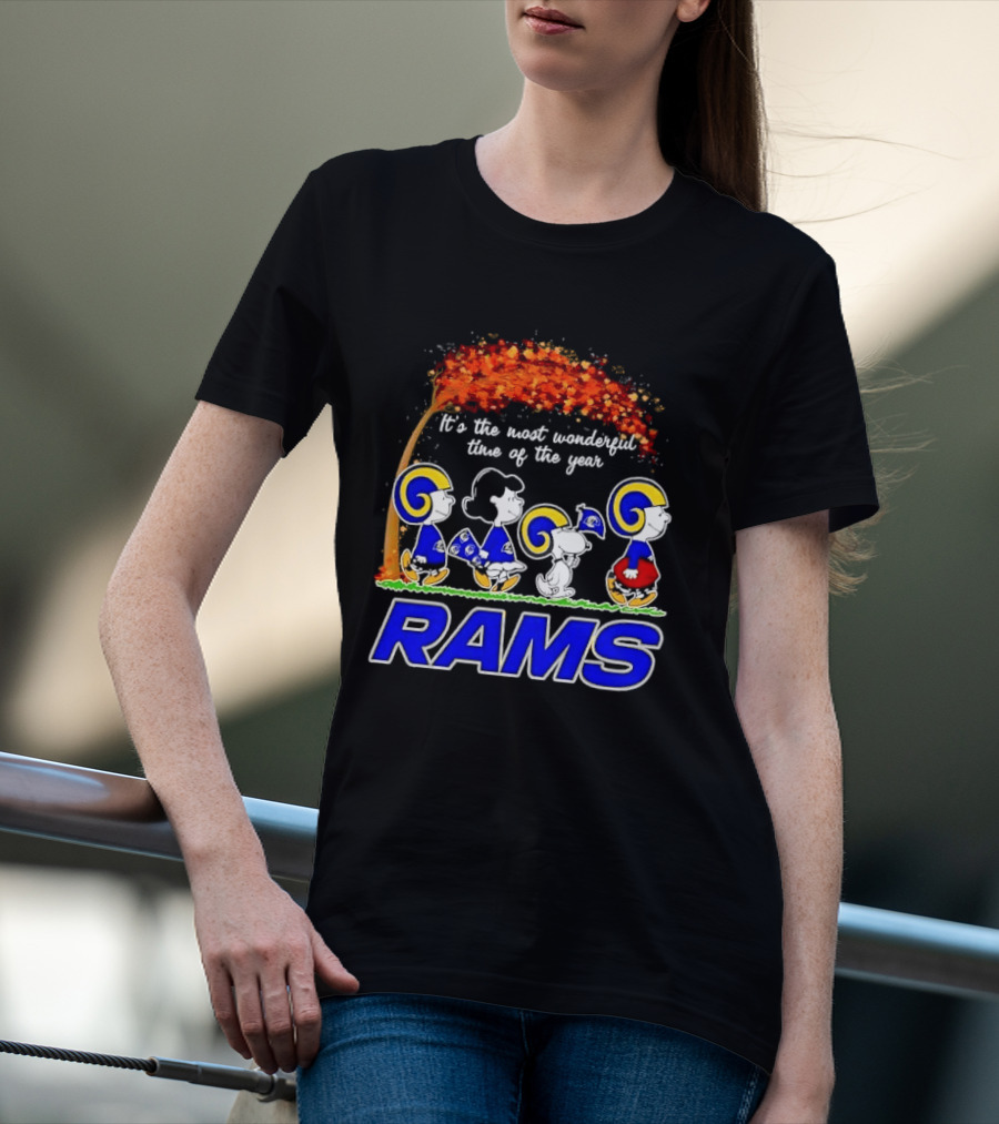 Los Angeles Rams It's The Most Wonderful Time Of Year Charlie Brown Snoopy Peanuts Football Fall T-Shirt