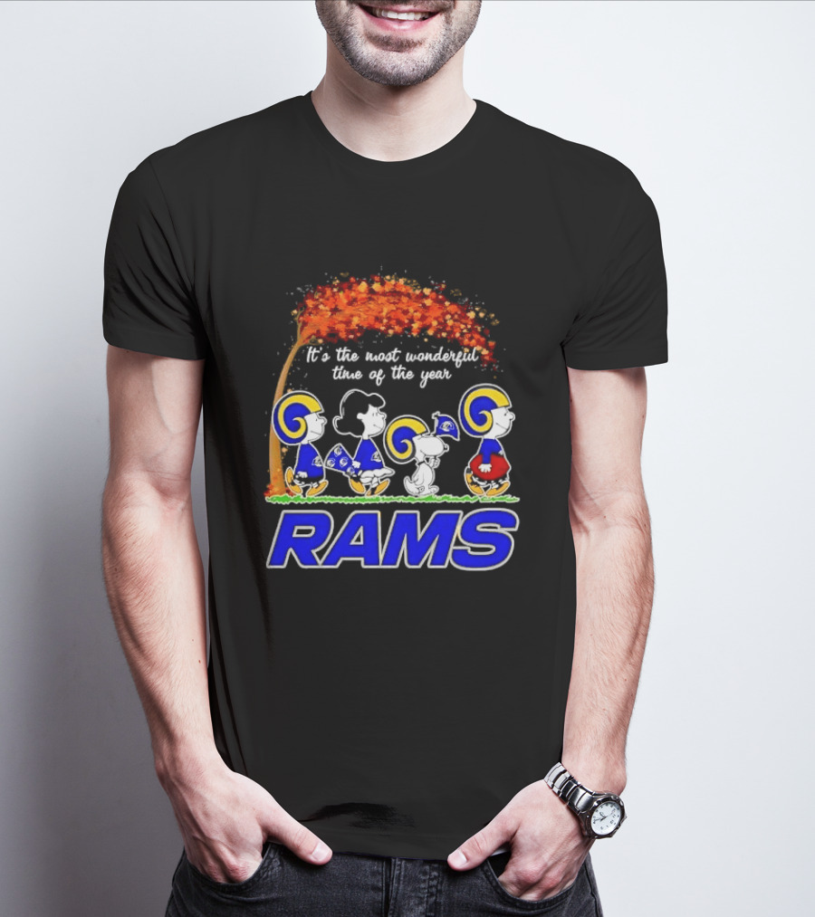 Los Angeles Rams It's The Most Wonderful Time Of Year Charlie Brown Snoopy Peanuts Football Fall T-Shirt
