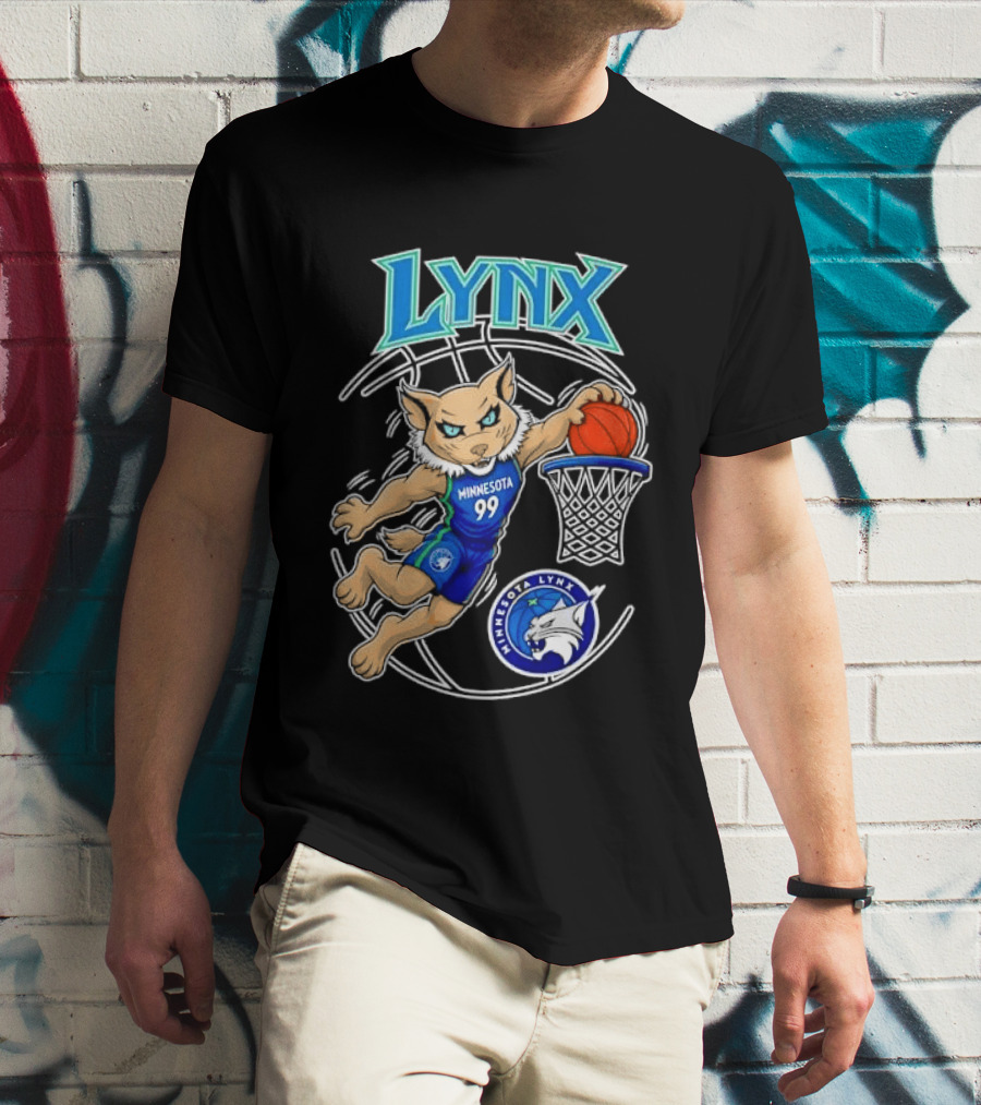 Minnesota Lynx 99 Cartoon Dunking Basketball Player T-Shirt