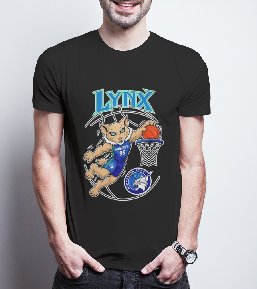 Minnesota Lynx 99 Cartoon Dunking Basketball Player T-Shirt