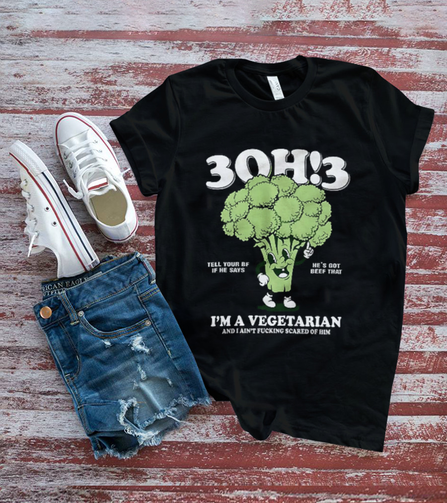 3Oh!3 I'm A Vegetarian Kill Yourself And I Ain't Scared Of Him Broccoli Cartoon T-Shirt