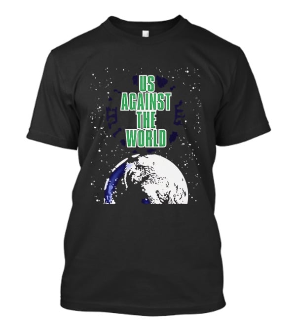 Boston Celtics Us Against The World Green Text Earth Motif T-Shirt