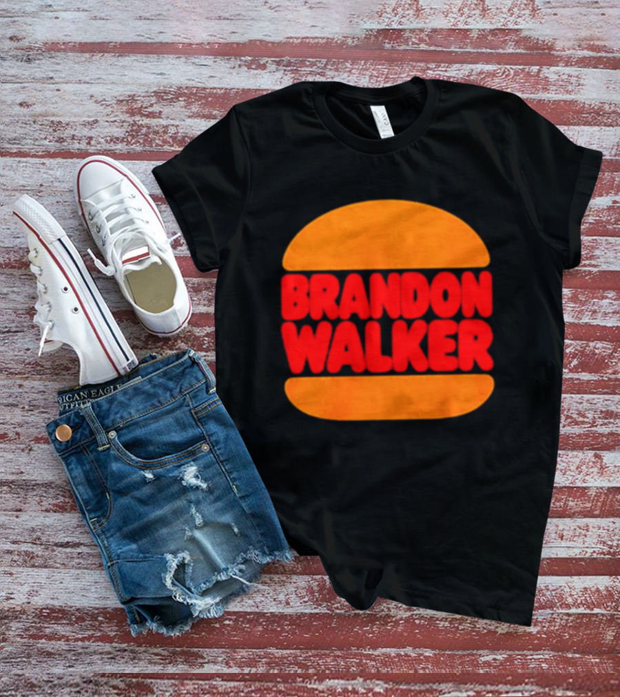 Brandon Walker Hamburger Bold Red Text Inside Orange Bun T-Shirt