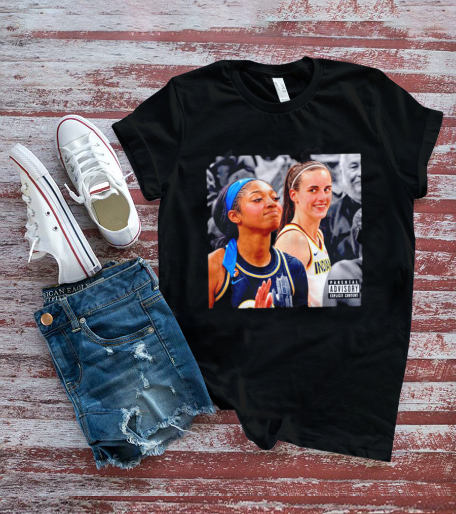 Caitlin Clark Angel Reese Parental Advisory Explicit Content T-Shirt