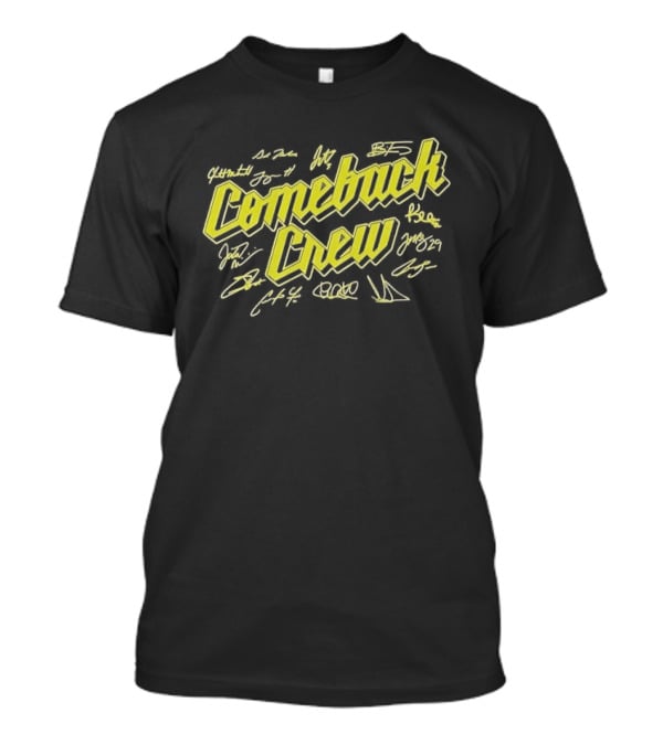 Comeback Crew Yellow 3D Lettering With Player Signatures Black T-Shirt