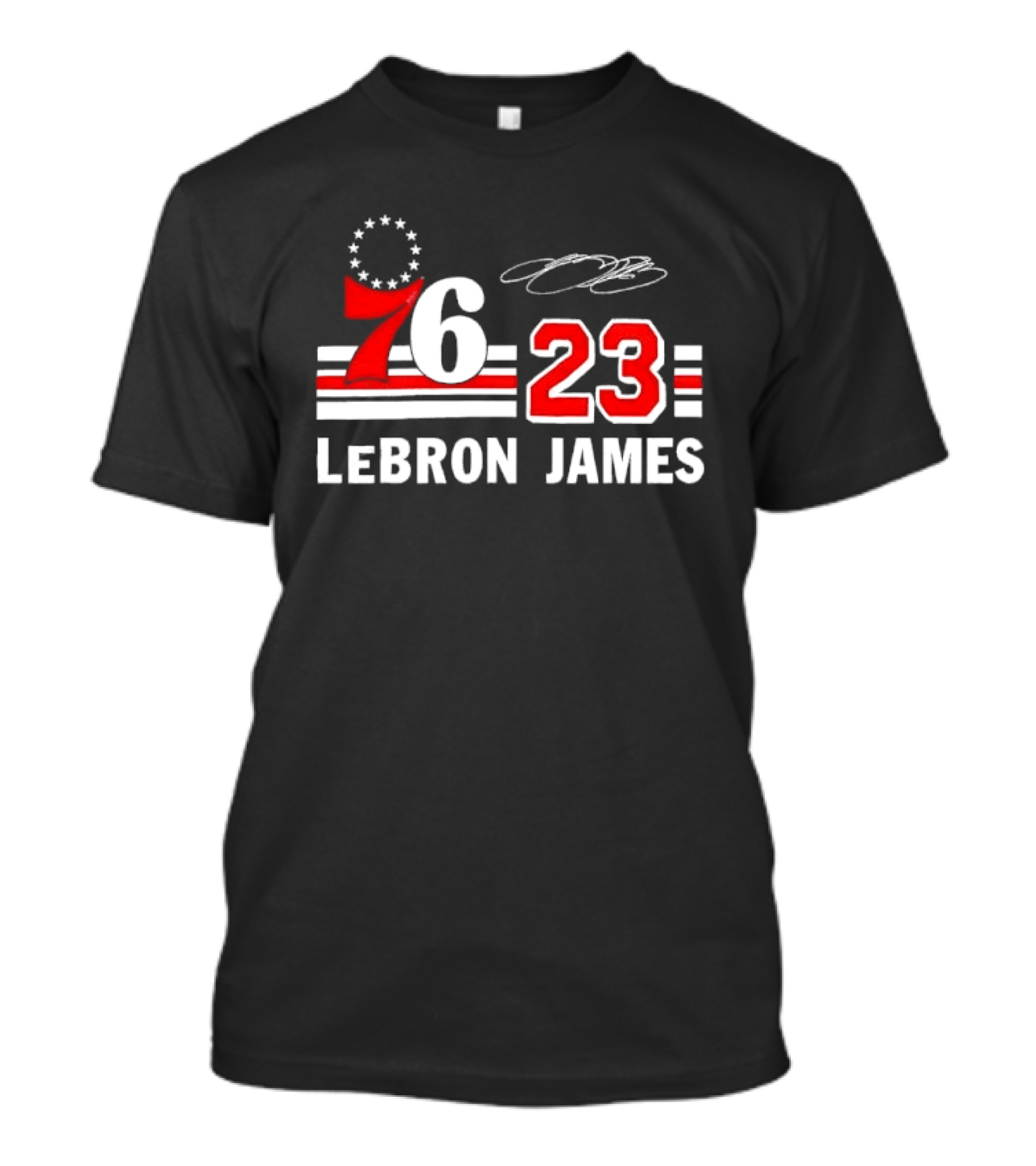 Philadelphia 76 23 Lebron James Red White Stripes Distressed T-Shirt
