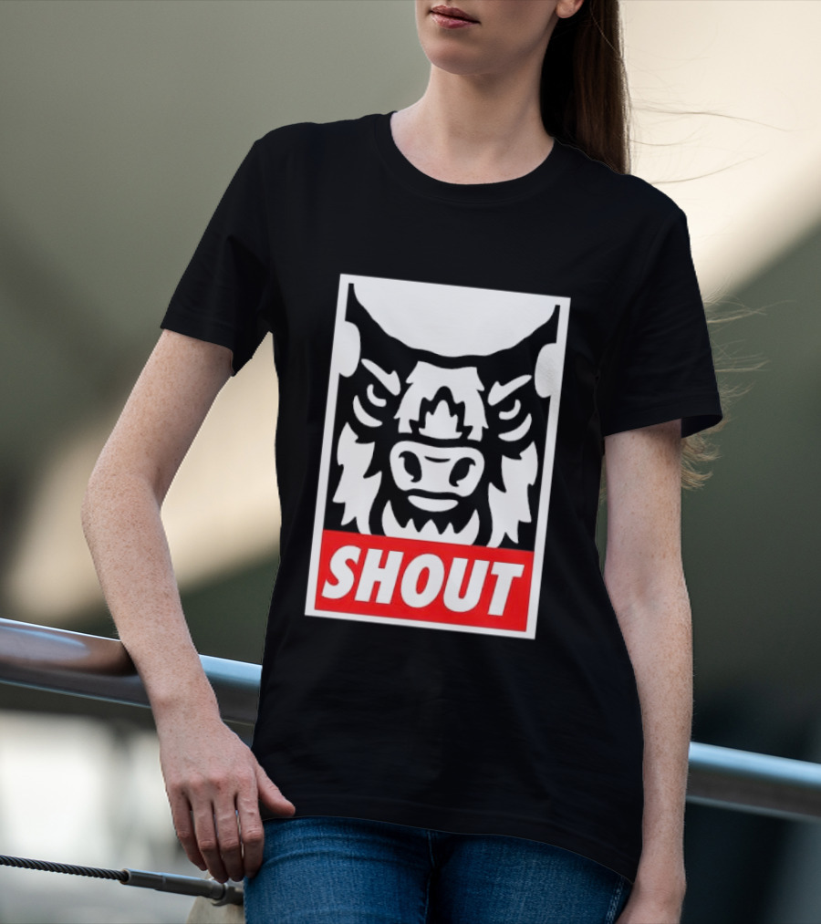 Shout Buffalo Bison Stylized Face T-Shirt
