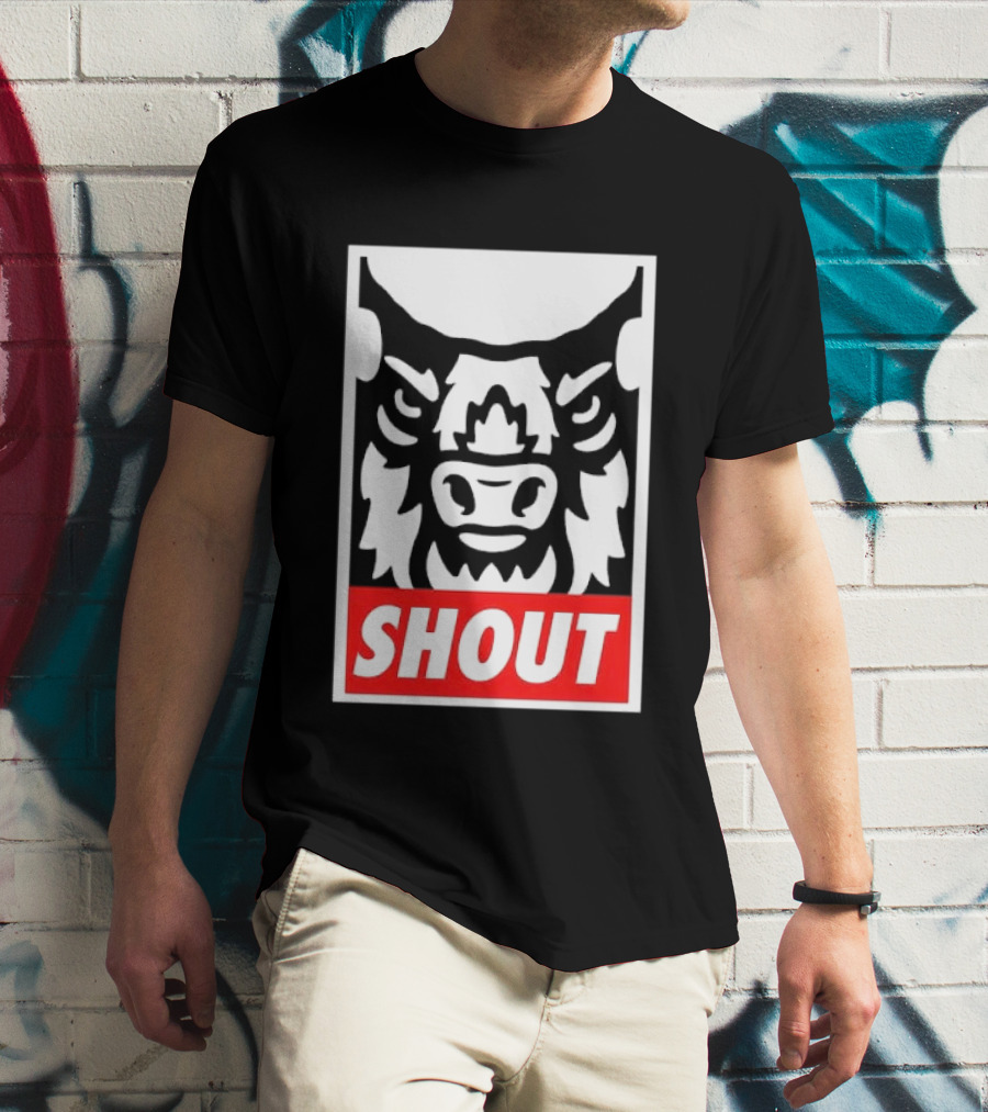 Shout Buffalo Bison Stylized Face T-Shirt