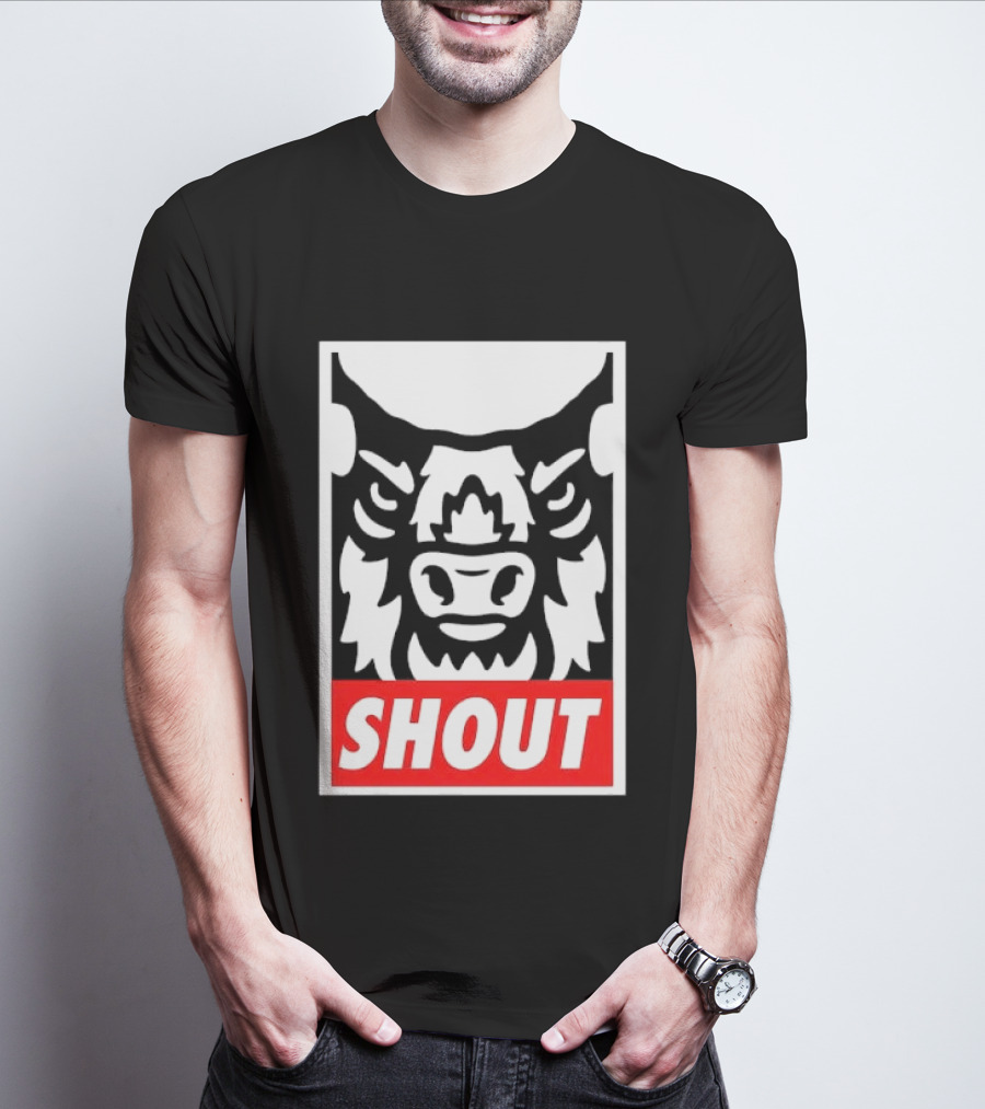 Shout Buffalo Bison Stylized Face T-Shirt