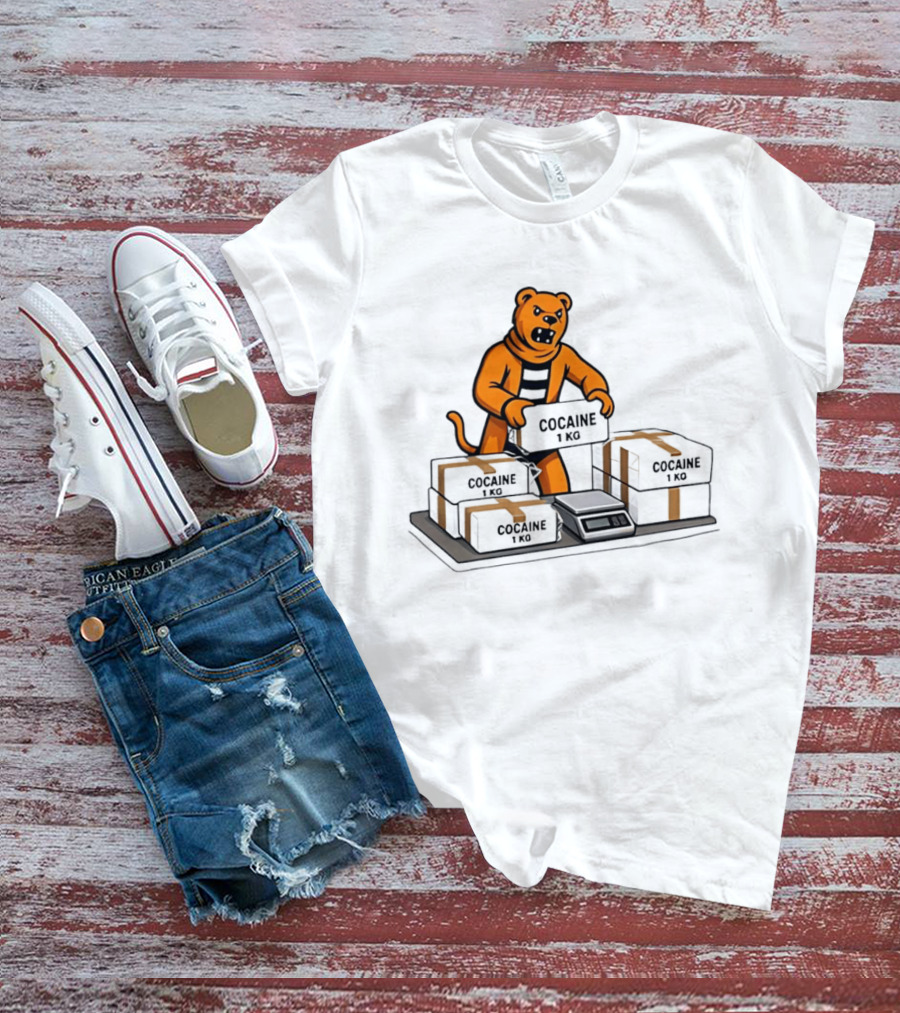 Cocaine 1 Kg Cartoon Orange Tiger Packages Scale T-Shirt