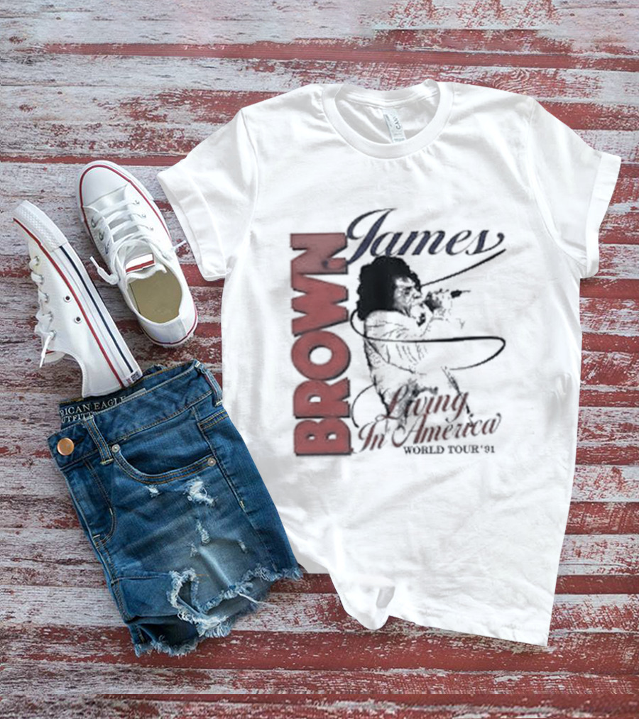 James Brown Living In America World Tour 1980s Retro Music Legend T-Shirt