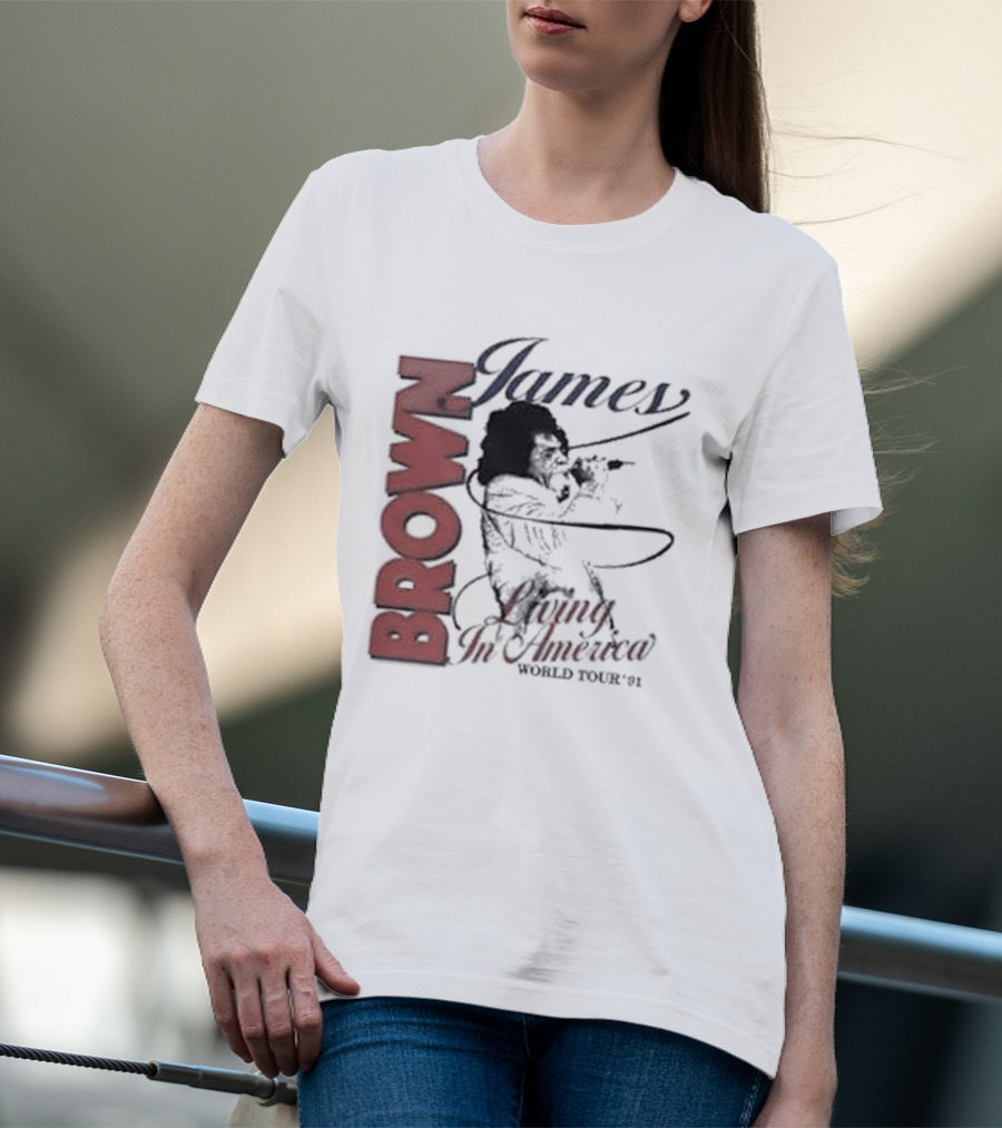 James Brown Living In America World Tour 1980s Retro Music Legend T-Shirt