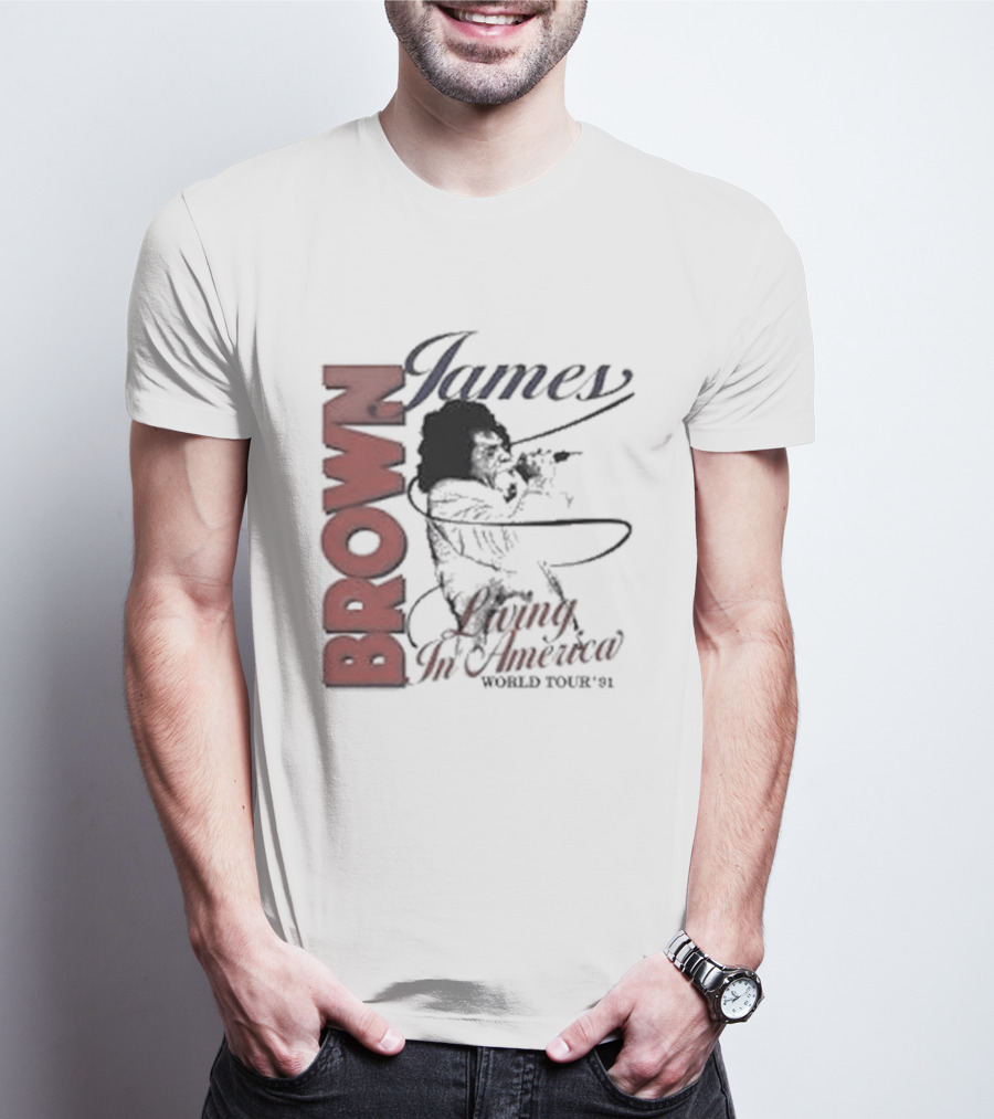 James Brown Living In America World Tour 1980s Retro Music Legend T-Shirt