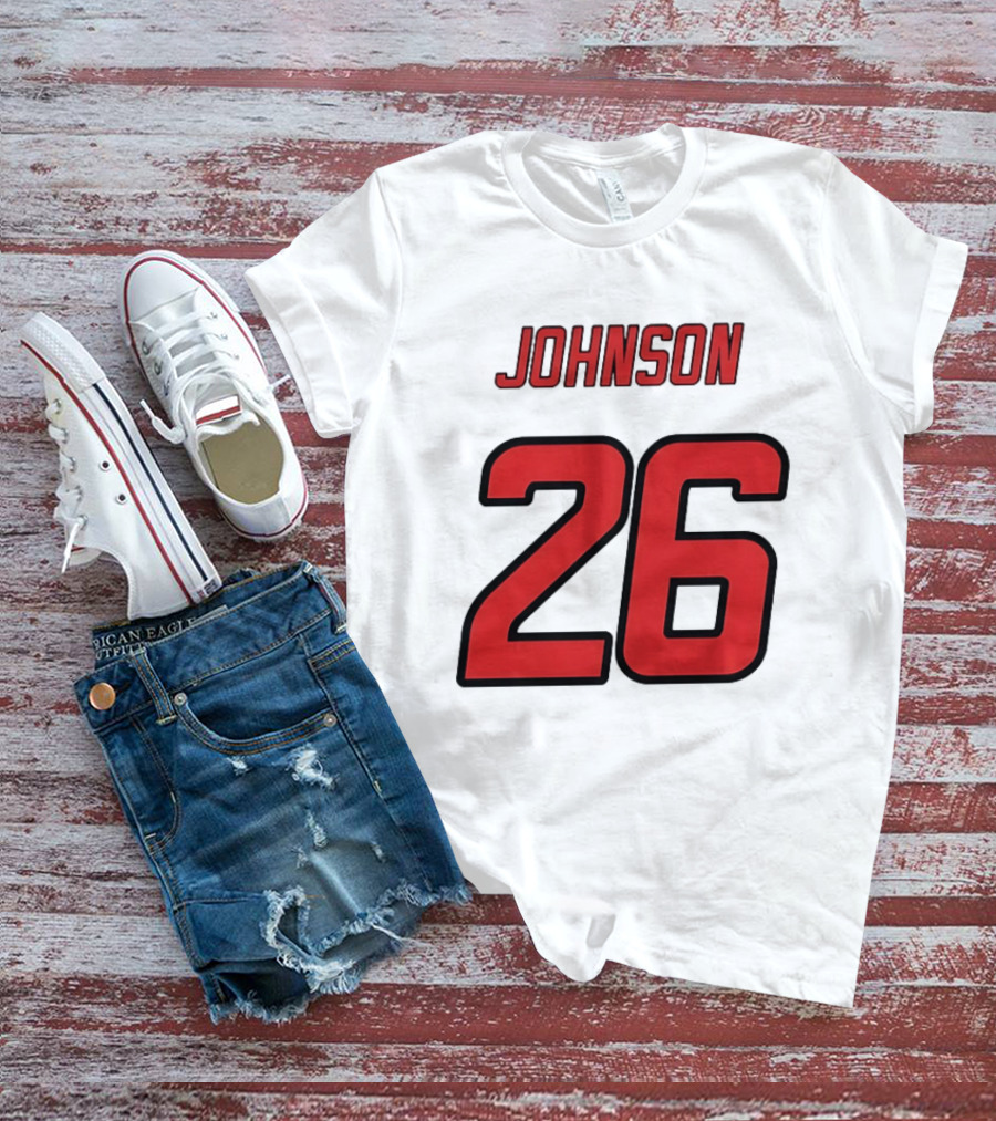 Johnson 26 Red Athletic Jersey Number Sports T-Shirt