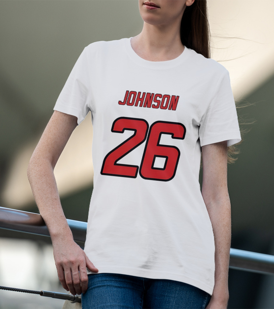 Johnson 26 Red Athletic Jersey Number Sports T-Shirt