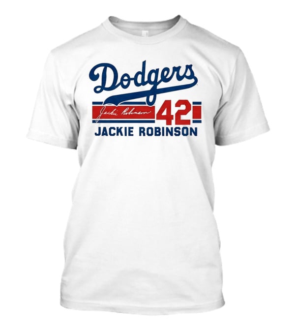 Dodgers Jackie Robinson 42 Stripes T-Shirt