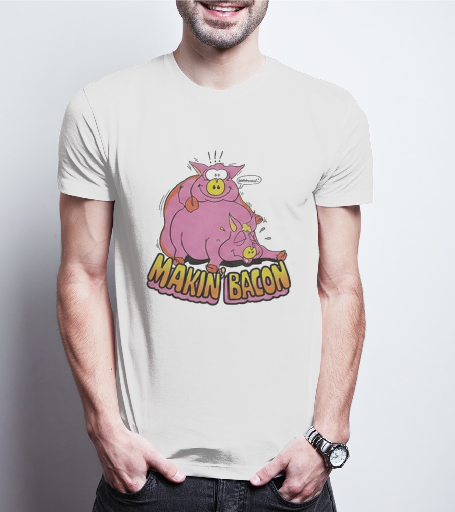Makin Bacon Pig Cartoon Humor Trending T-Shirt