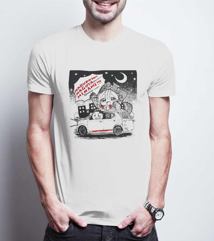 Marukoshi Nagoya Minami Kanakoji Tomori Angry Driver Hatchback Car Manga Style Night Scene T-Shirt