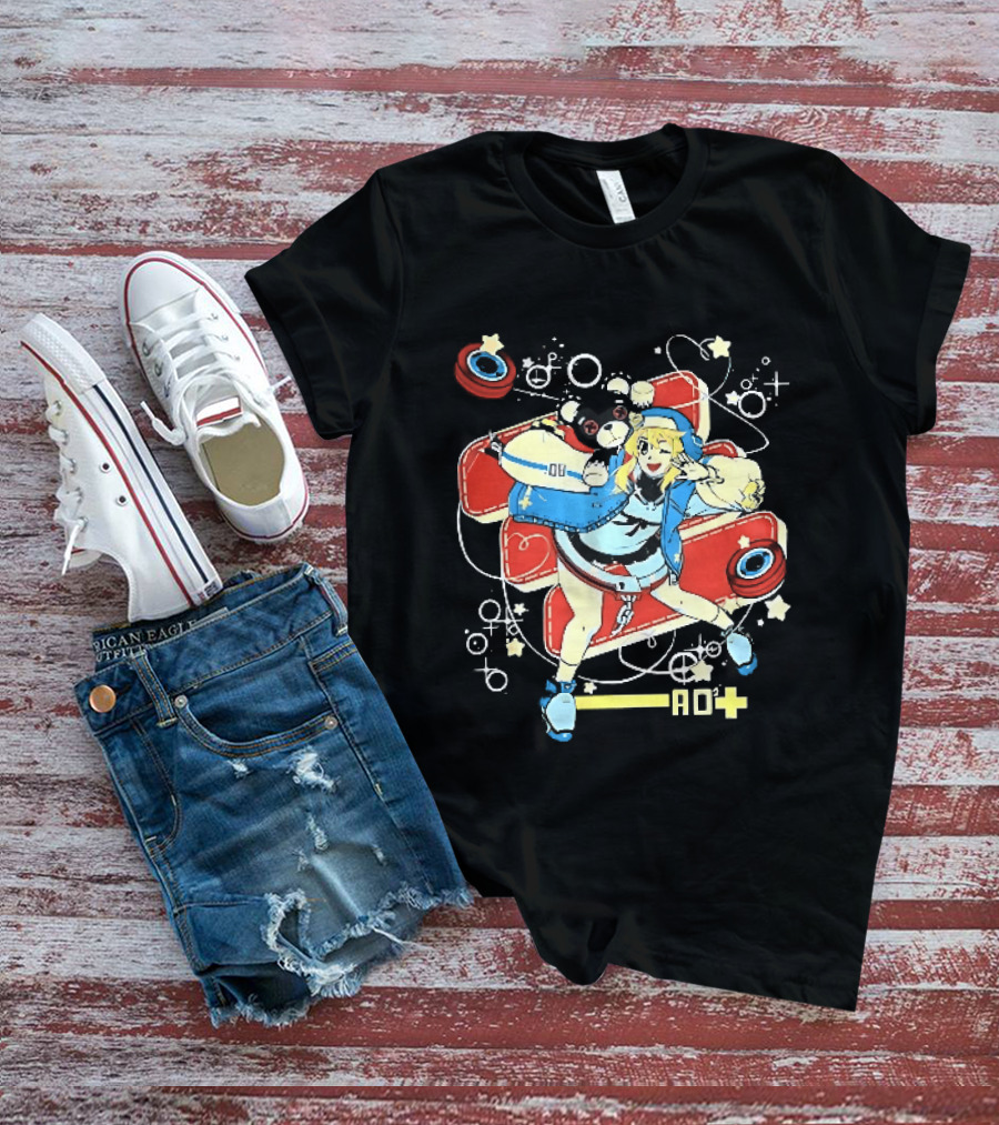 Ao2 Plus Anime Girl And Black Bear With Yoyo And Playful T-Shirt