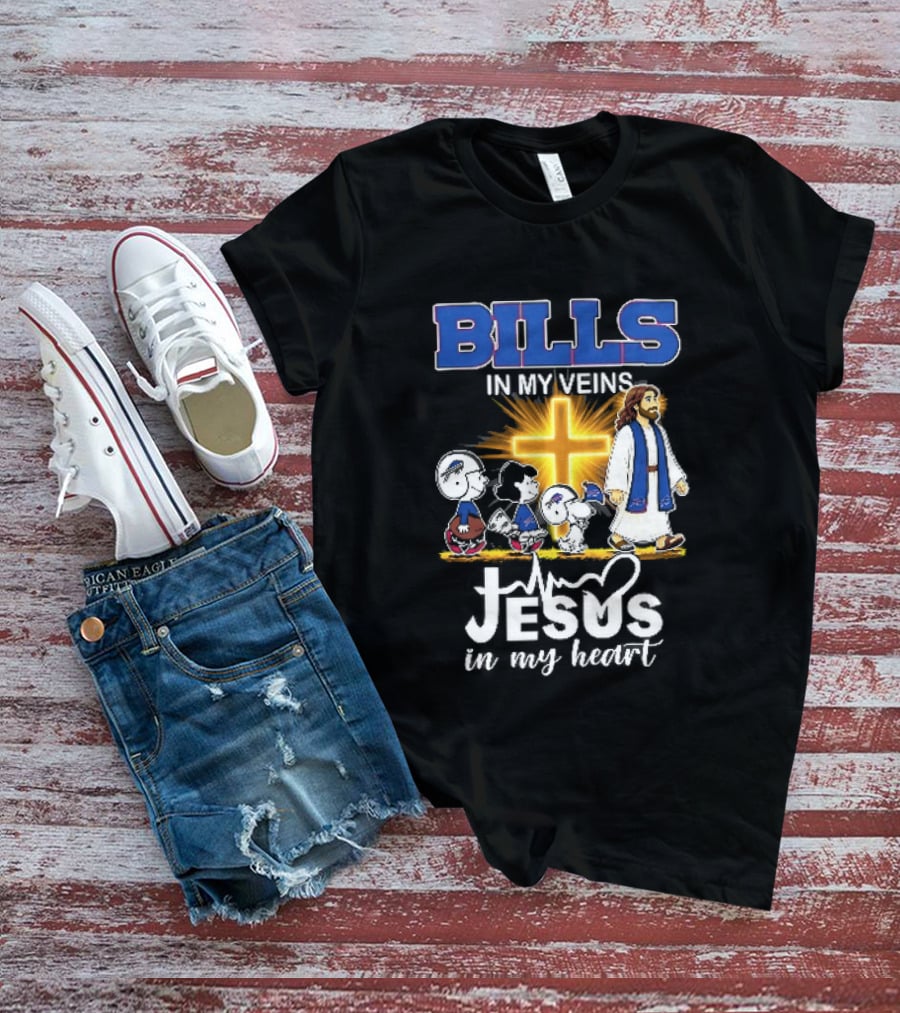 Bills In My Veins Jesus In My Heart Cartoon Characters Walking Cross T-Shirt