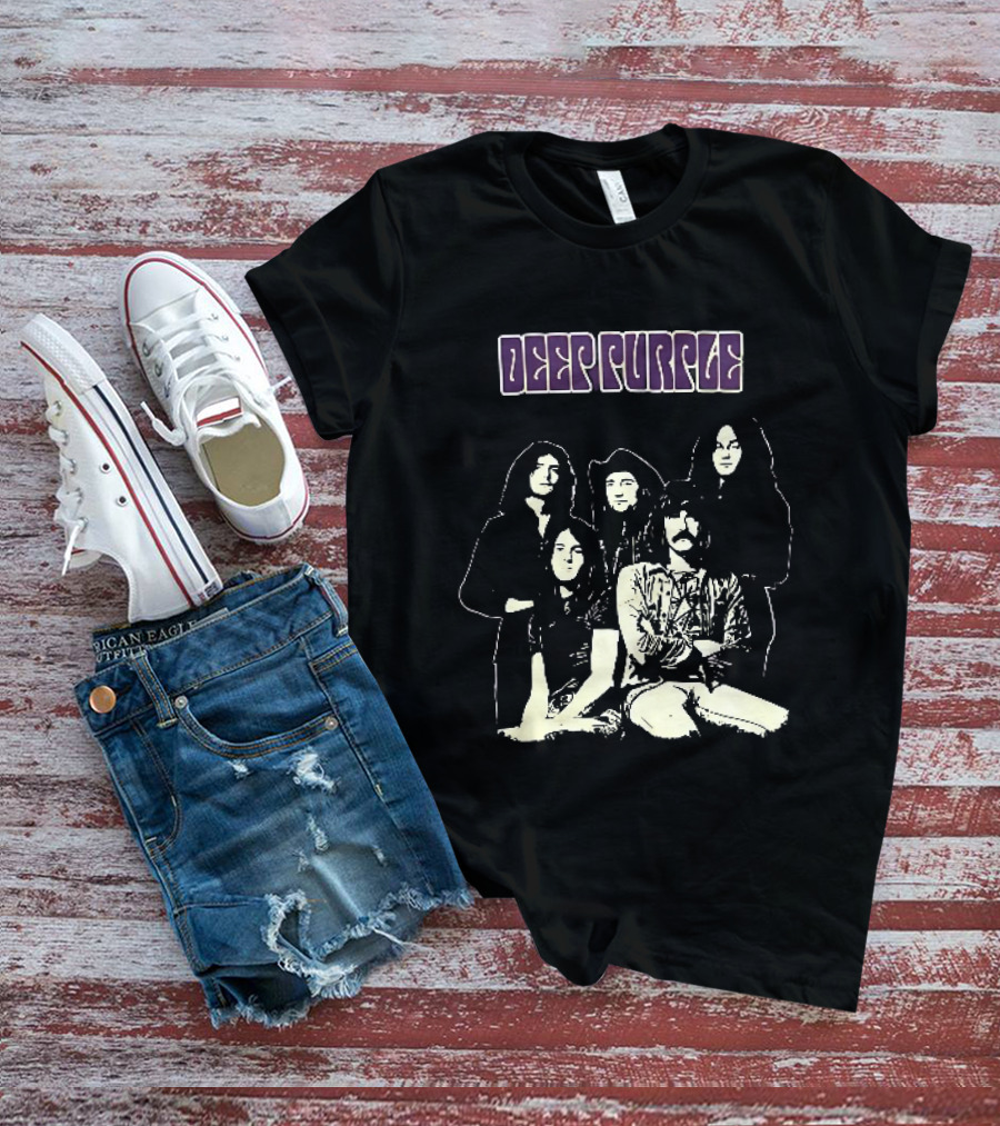 Deep Purple Band Members High Contrast Stencil Group Image T-Shirt