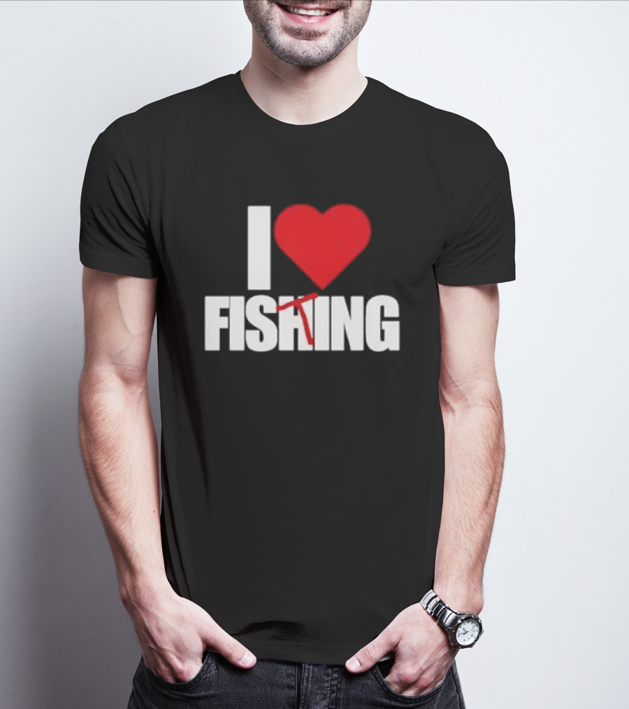 I Heart Fishing With Rod And Hook T-Shirt