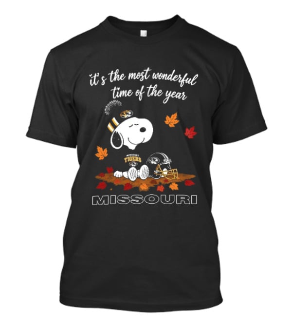 Missouri Snoopy Tigers Most Wonderful Time Of The Year NCAA Football Fall Leaves T-Shirt