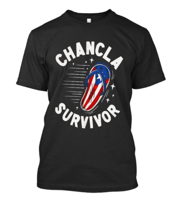 Chancla Survivor Puerto Rico Flag Flip Flop Novelty T-Shirt