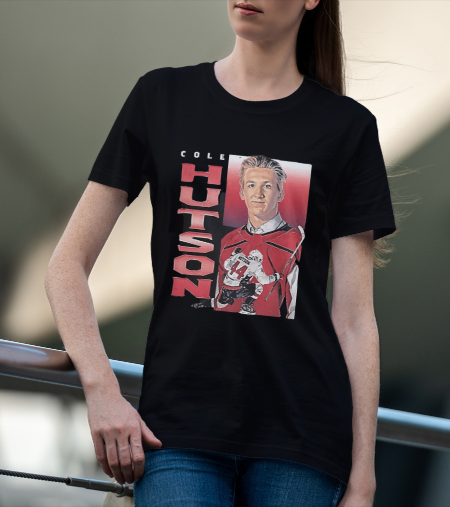 Cole Hutson Ice Hockey Player Red Jersey Number 44 Celebration T-Shirt