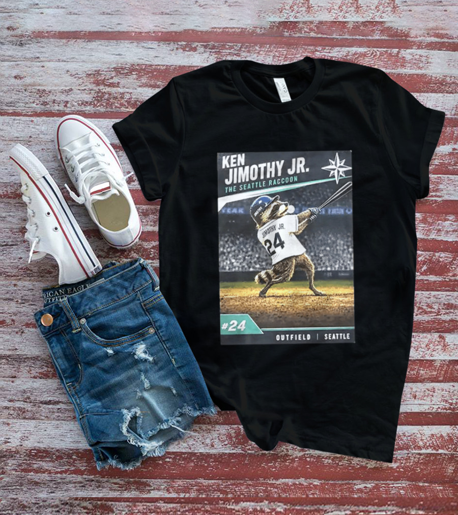 Ken Jimothy Jr The Seattle Raccoon Outfield Seattle Mariners #24 T-Shirt