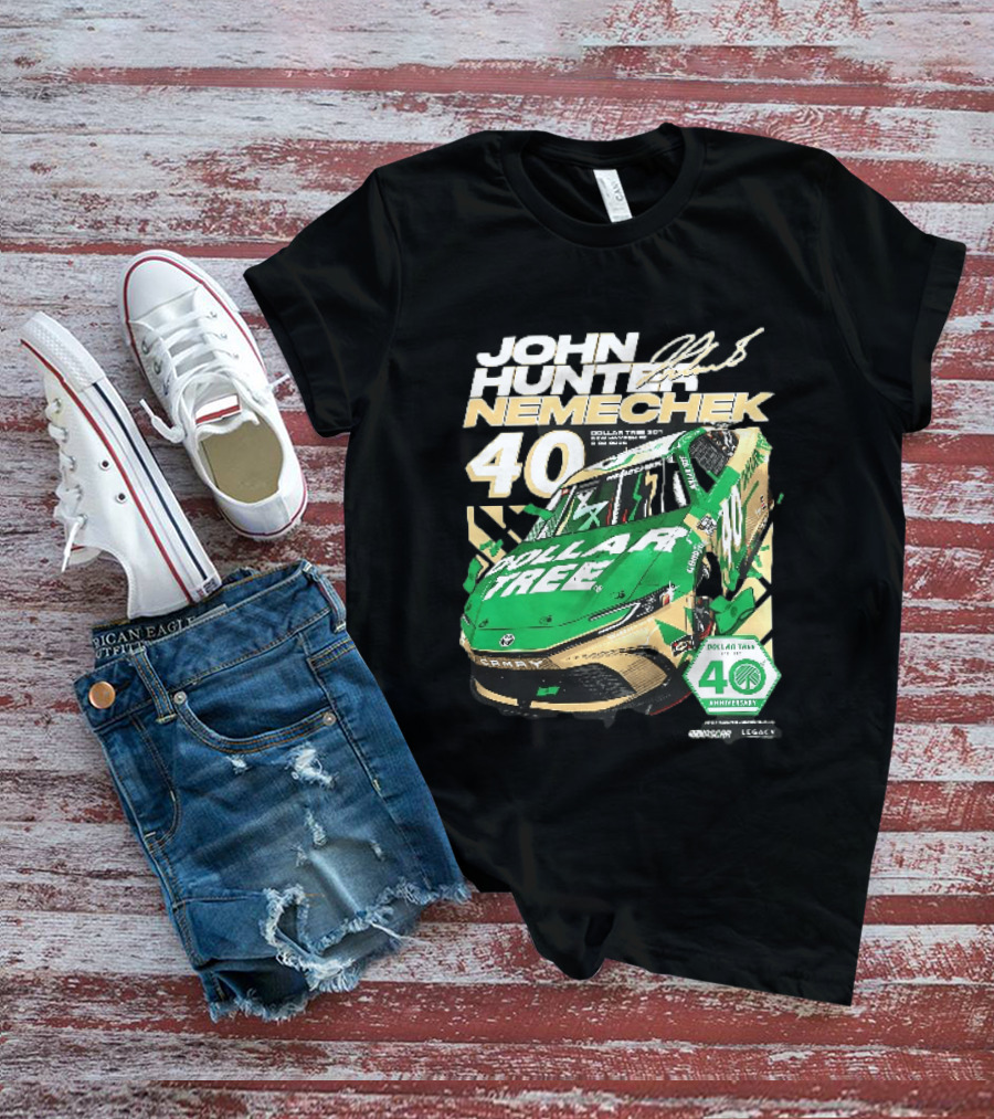 John Hunter Nemechek Dollar Tree 301 40th Anniversary 2026 Green Gold Toyota Camry Nascar New Hampshire Est 1986 T-Shirt