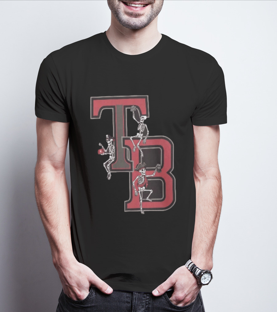Tampa Bay Buccaneers TB Pirate Skeletons Football T-Shirt