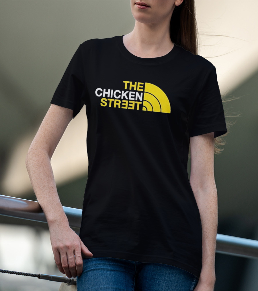 The Chicken Street Block Text Bold Yellow And White Circular T-Shirt