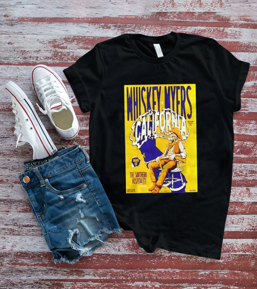 Whiskey Myers California Southern Hospitality Tour August 17 Los Angeles Reclining Cowboy T-Shirt