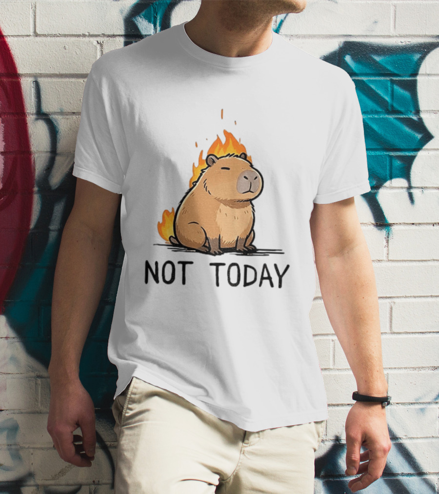 Capybara On Fire Not Today Calm Meme T-Shirt