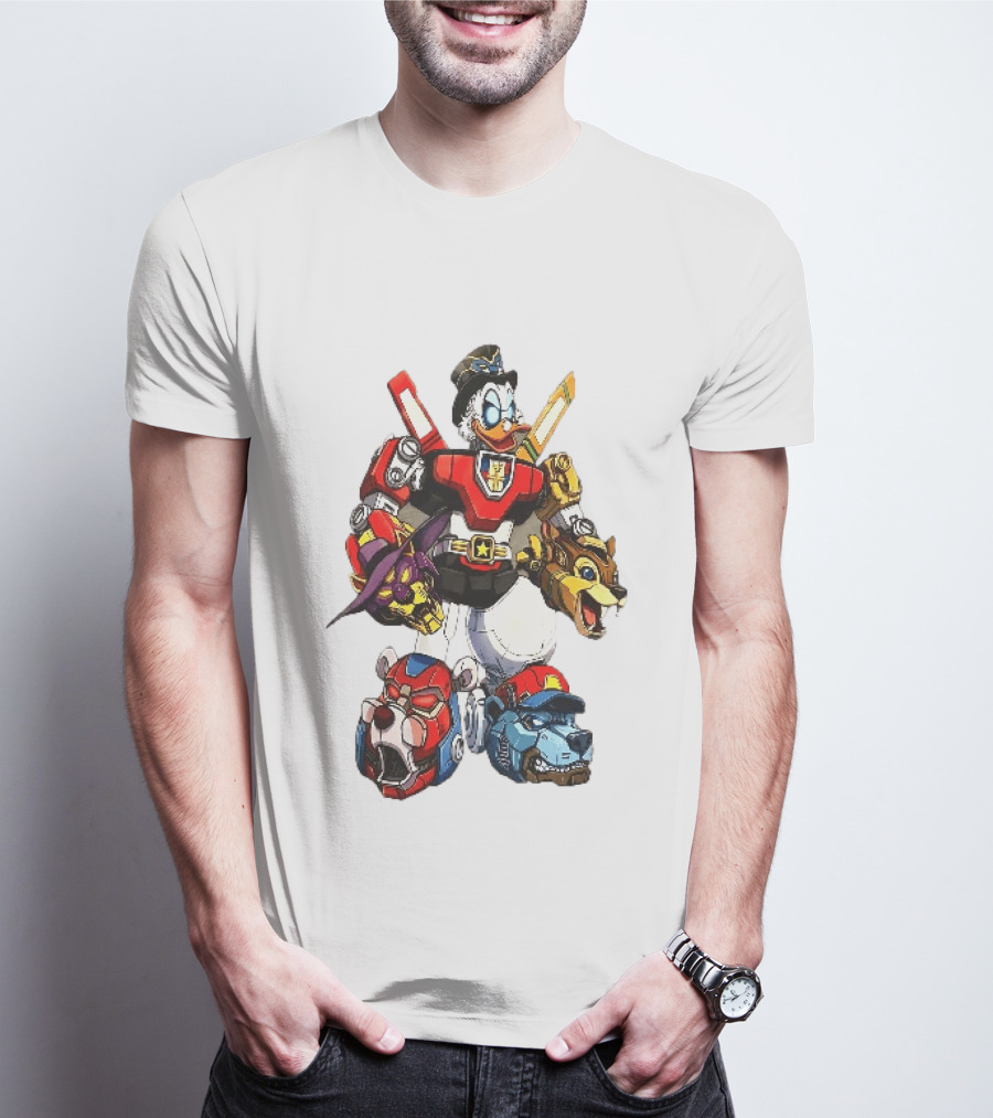 Cartoon Duck Mecha Robot Animal Armor Combination With Animal Heads T-Shirt