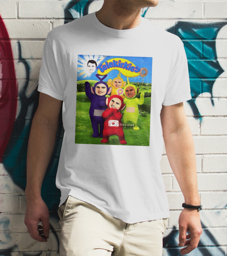 Charlie Kirk Telekirkies Meme Teletubbies Parody Face Swap T-Shirt