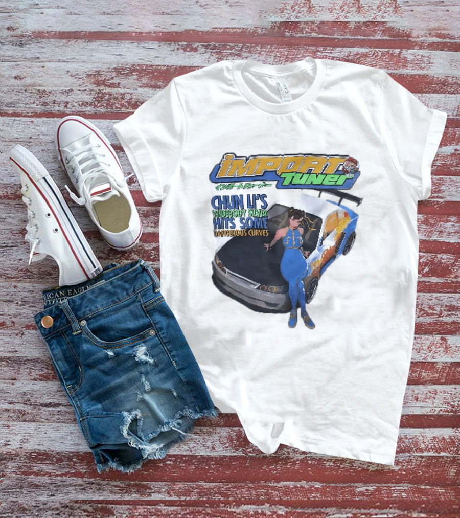 Import Tuner Chun Li's Widebody Silvia Hits Some Dangerous Curves Auto Racing Anime T-Shirt