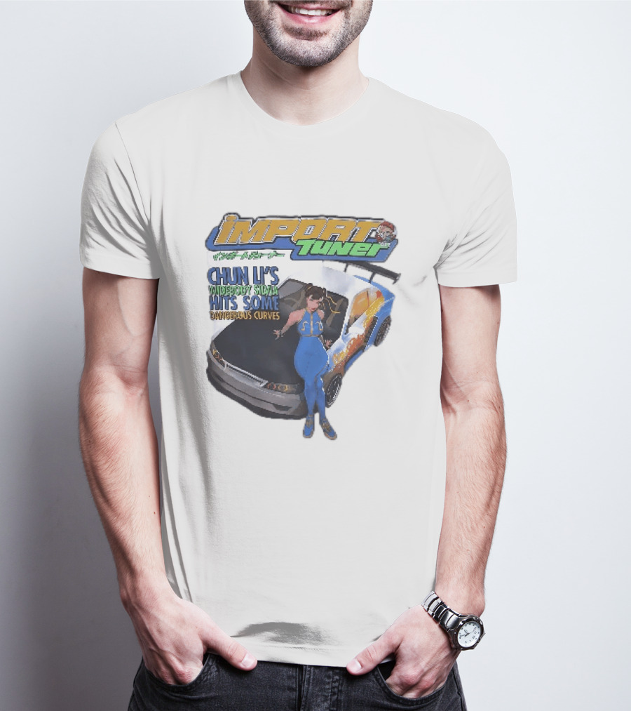 Import Tuner Chun Li's Widebody Silvia Hits Some Dangerous Curves Auto Racing Anime T-Shirt