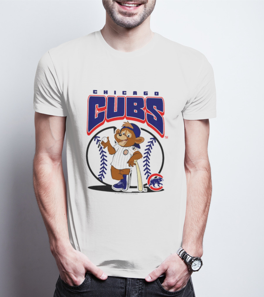 Chicago Cubs MLB 2026 Mania Bear Character Baseball Bat T-Shirt