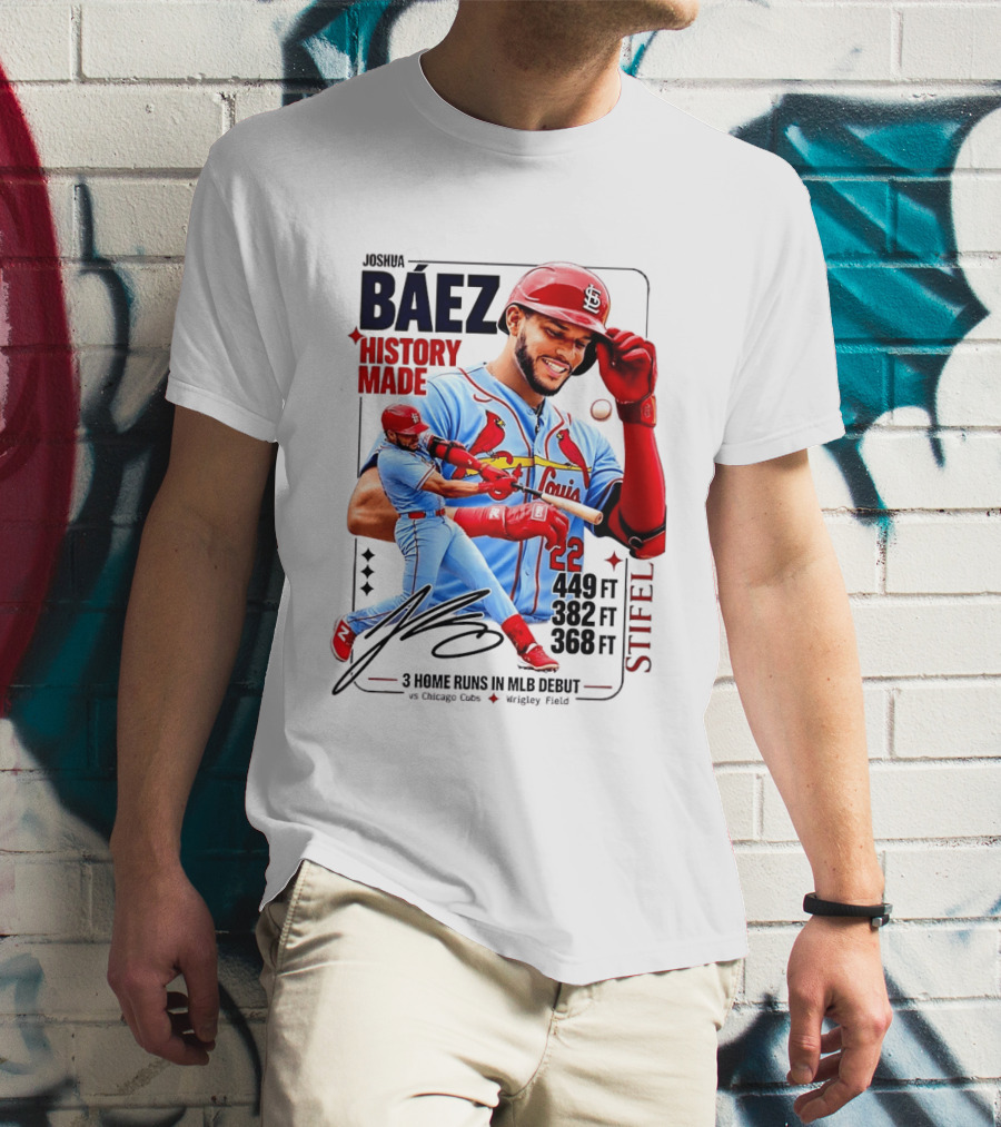 Joshua Baez St. Louis Cardinals Historic MLB Debut 3 Home Runs Wrigley Field T-Shirt