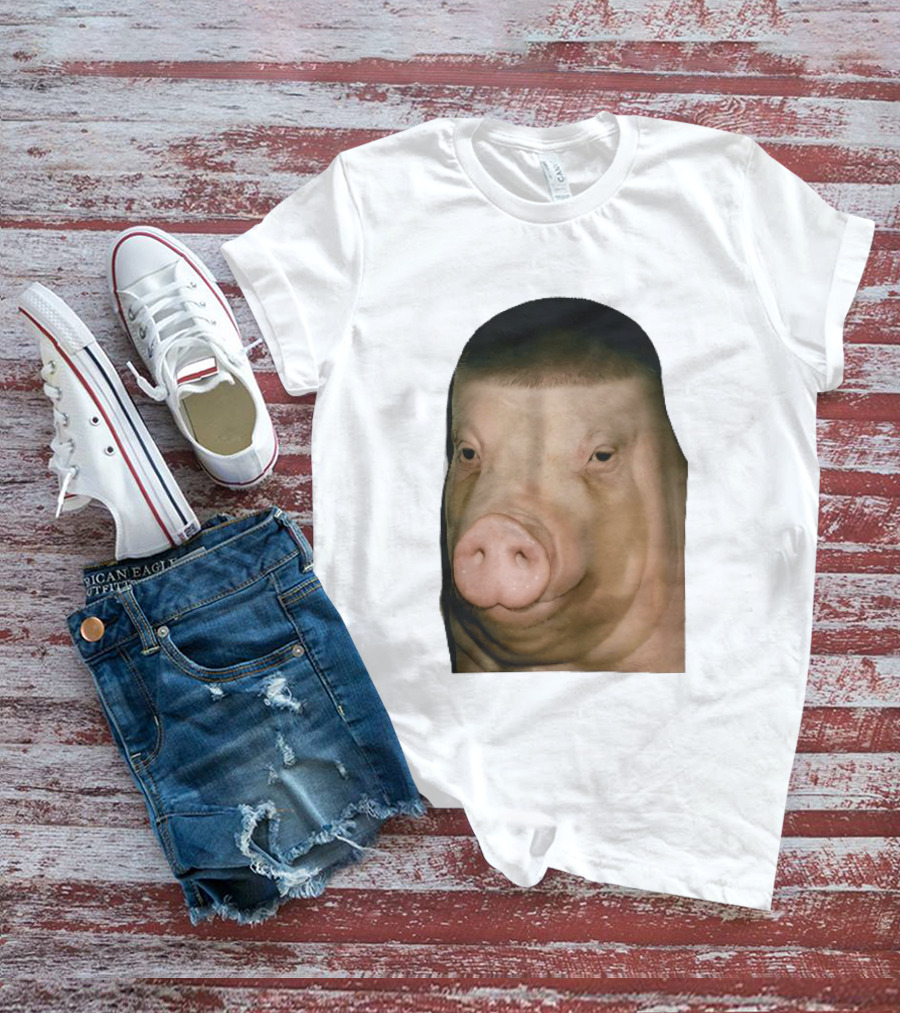 Photorealistic Close Up Pig Face Edgar Haircut Cutout T-Shirt