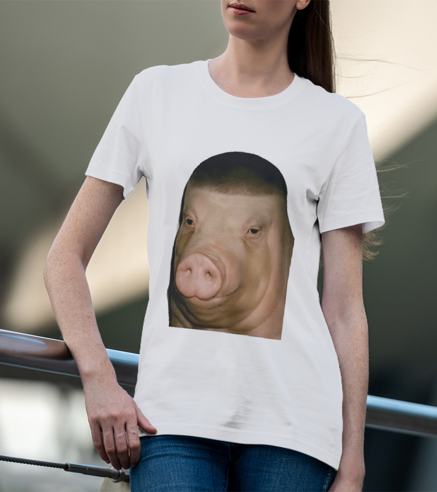 Photorealistic Close Up Pig Face Edgar Haircut Cutout T-Shirt
