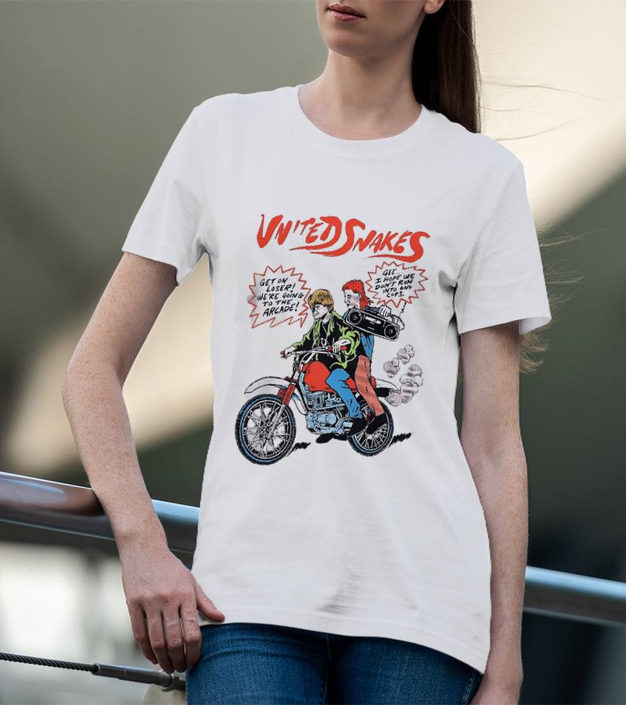 United Snakes Get On Loser We're Going To The Arcade Motorcycle Adventure T-Shirt