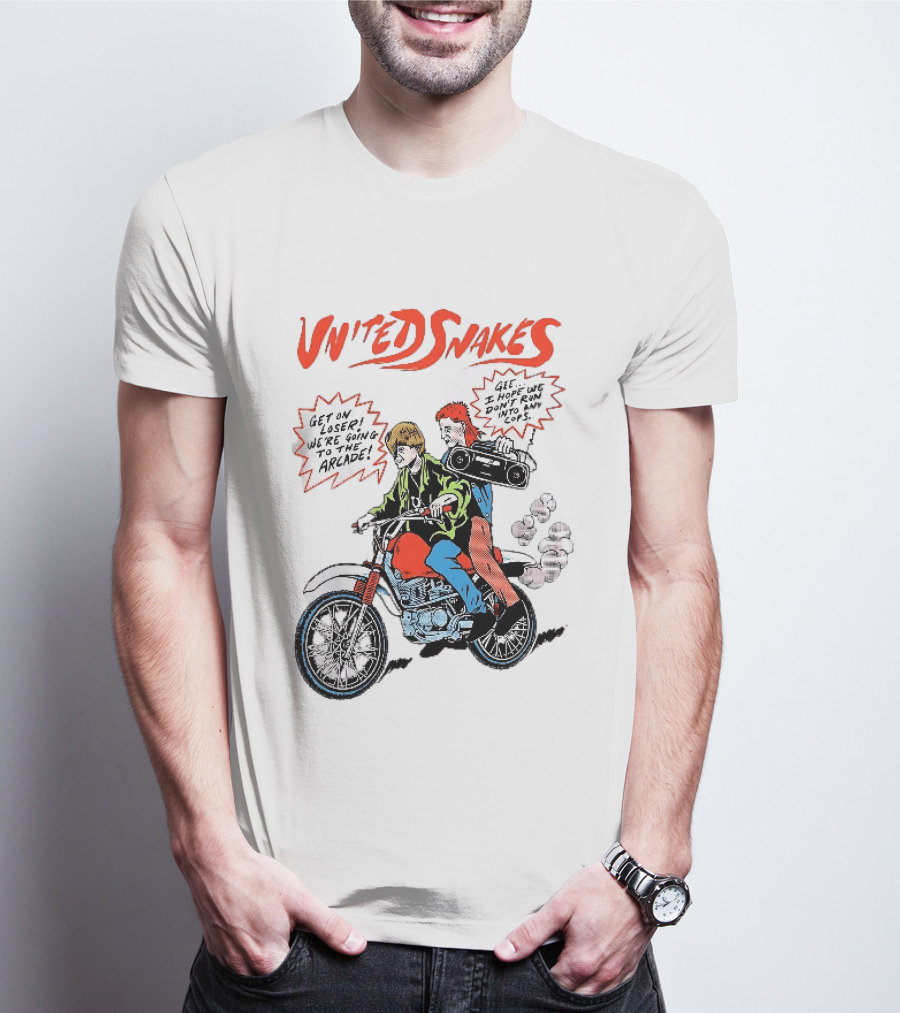 United Snakes Get On Loser We're Going To The Arcade Motorcycle Adventure T-Shirt