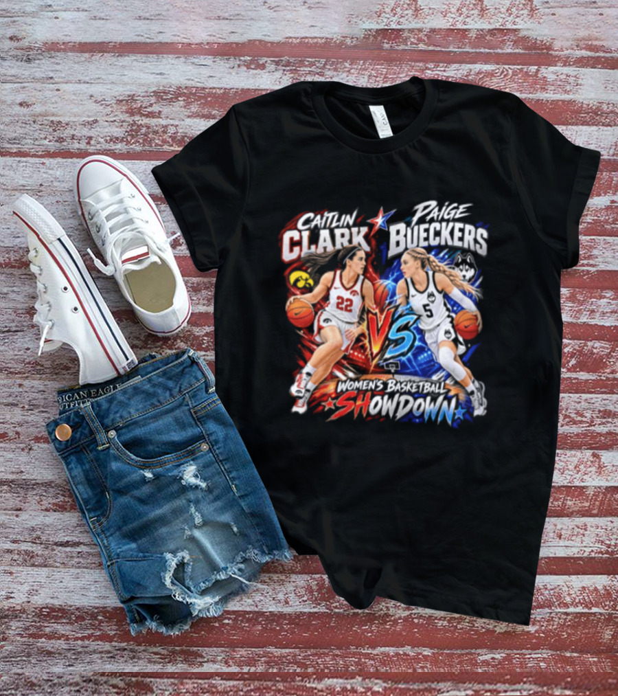 Caitlin Clark Paige Bueckers Basketball Showdown VS Rivalry T-Shirt