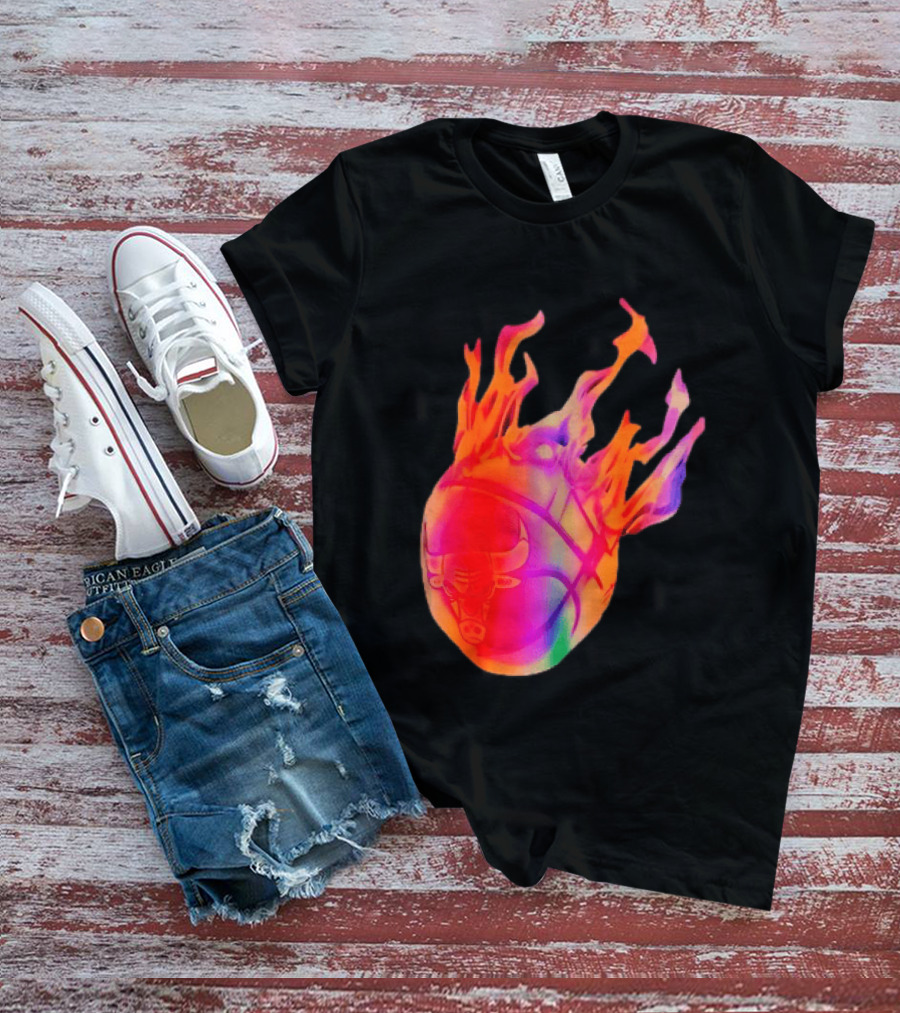 Chicago Bulls NBA Basketball Flaming Fireball NBA Fans Merchandise T-Shirt