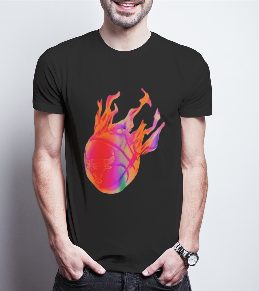 Chicago Bulls NBA Basketball Flaming Fireball NBA Fans Merchandise T-Shirt